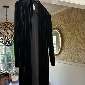 Women's Black Velvet Long Coat